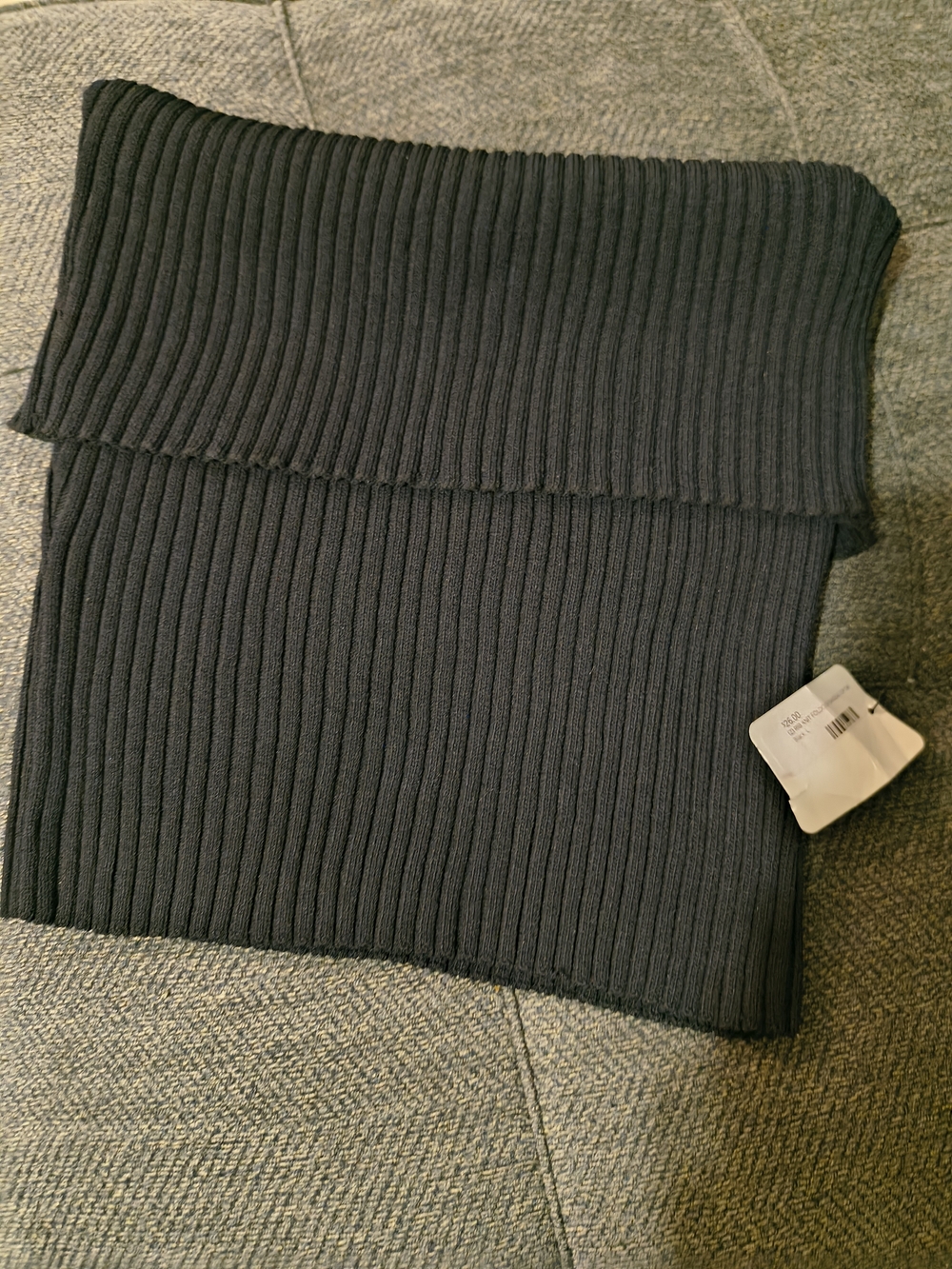 Black Ribbed Strapless Tube Top / Fold-over Knit Bandeau Black
